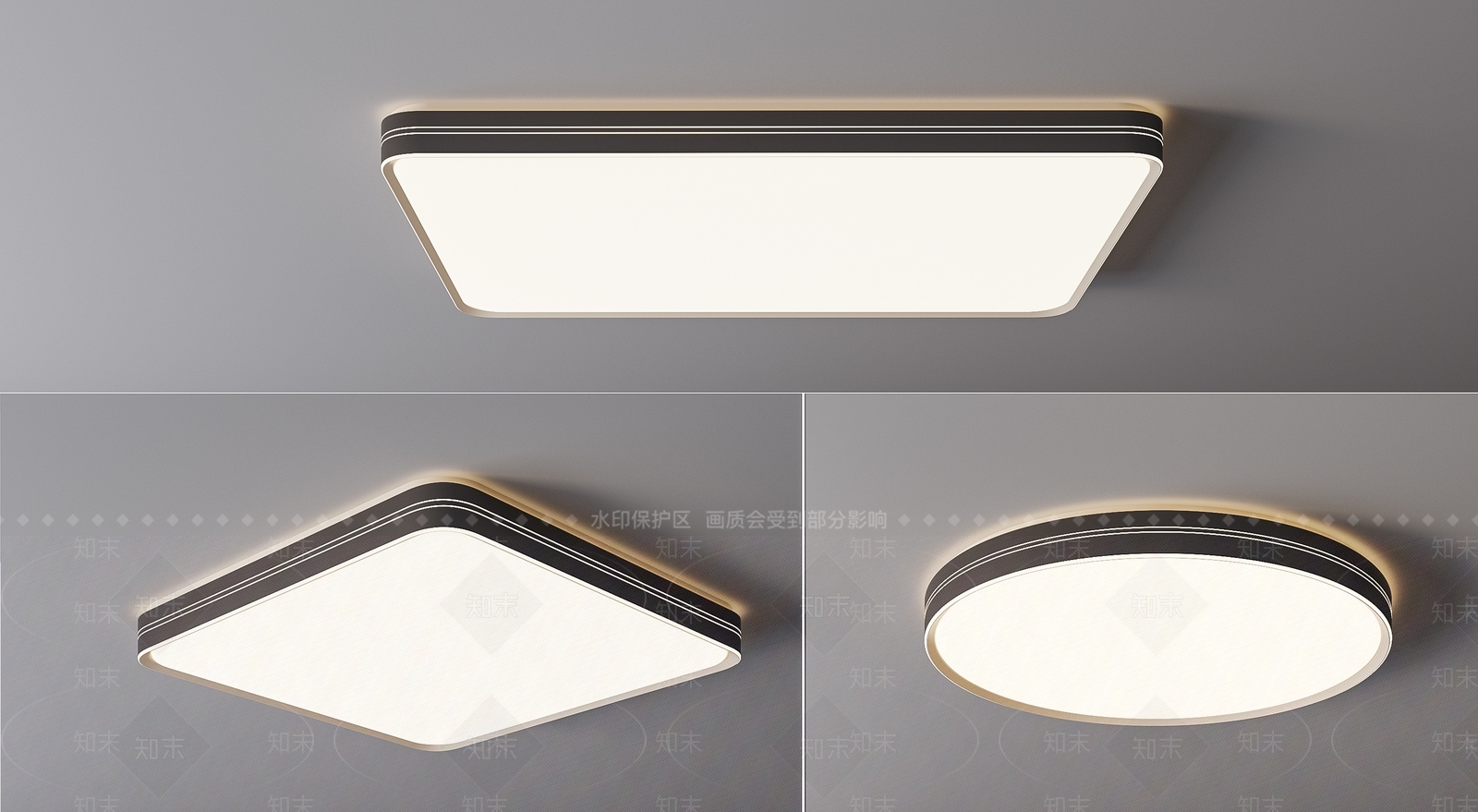 现代简约吸顶灯3D模型下载【ID:1158006648】