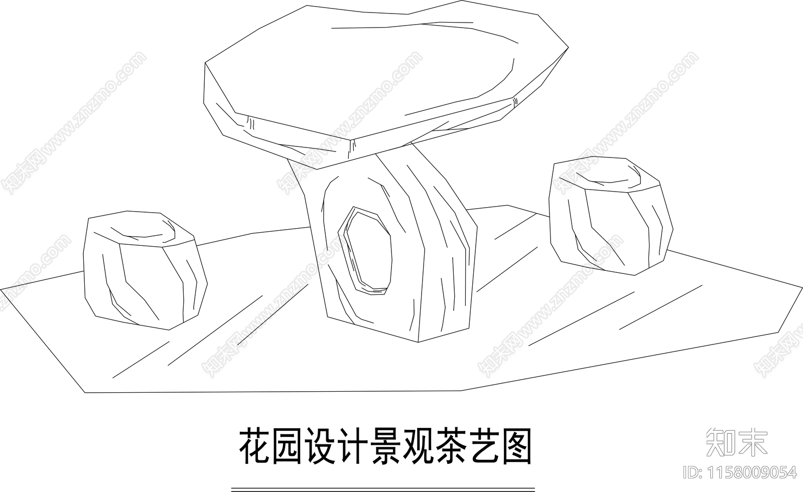 茶艺桌立体透视图cad施工图下载【ID:1158009054】