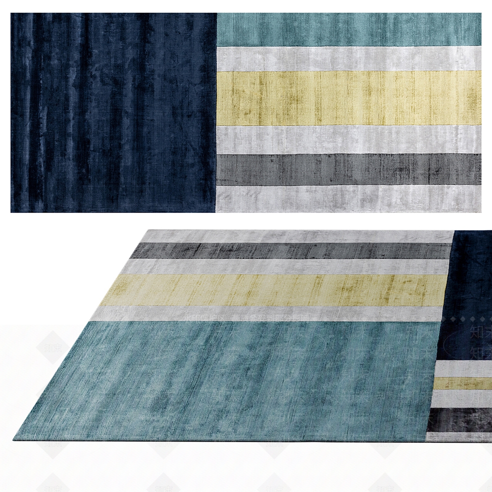 现代客厅地毯3D模型下载【ID:1158009197】