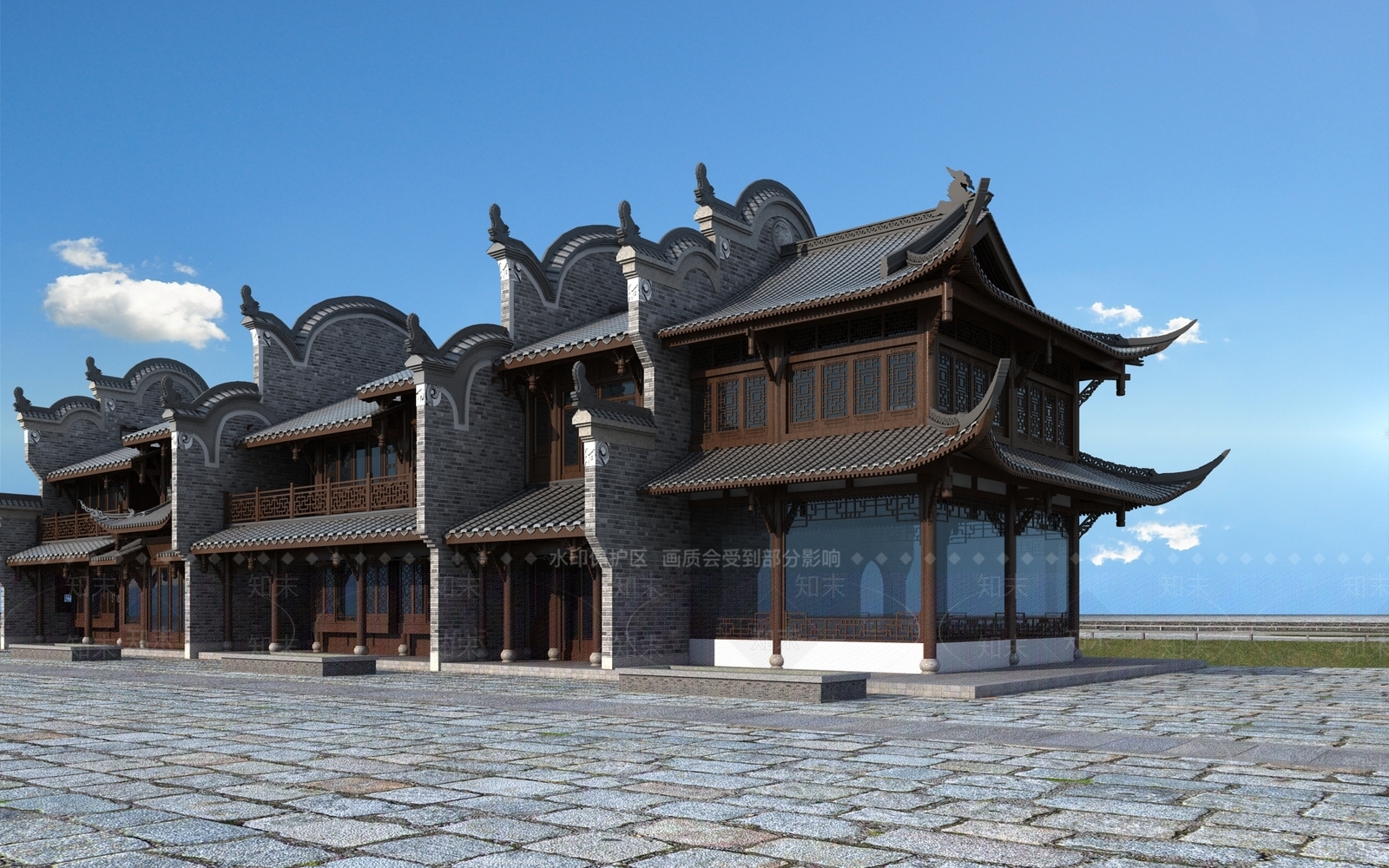 中式商业古建筑3D模型下载【ID:1158009430】