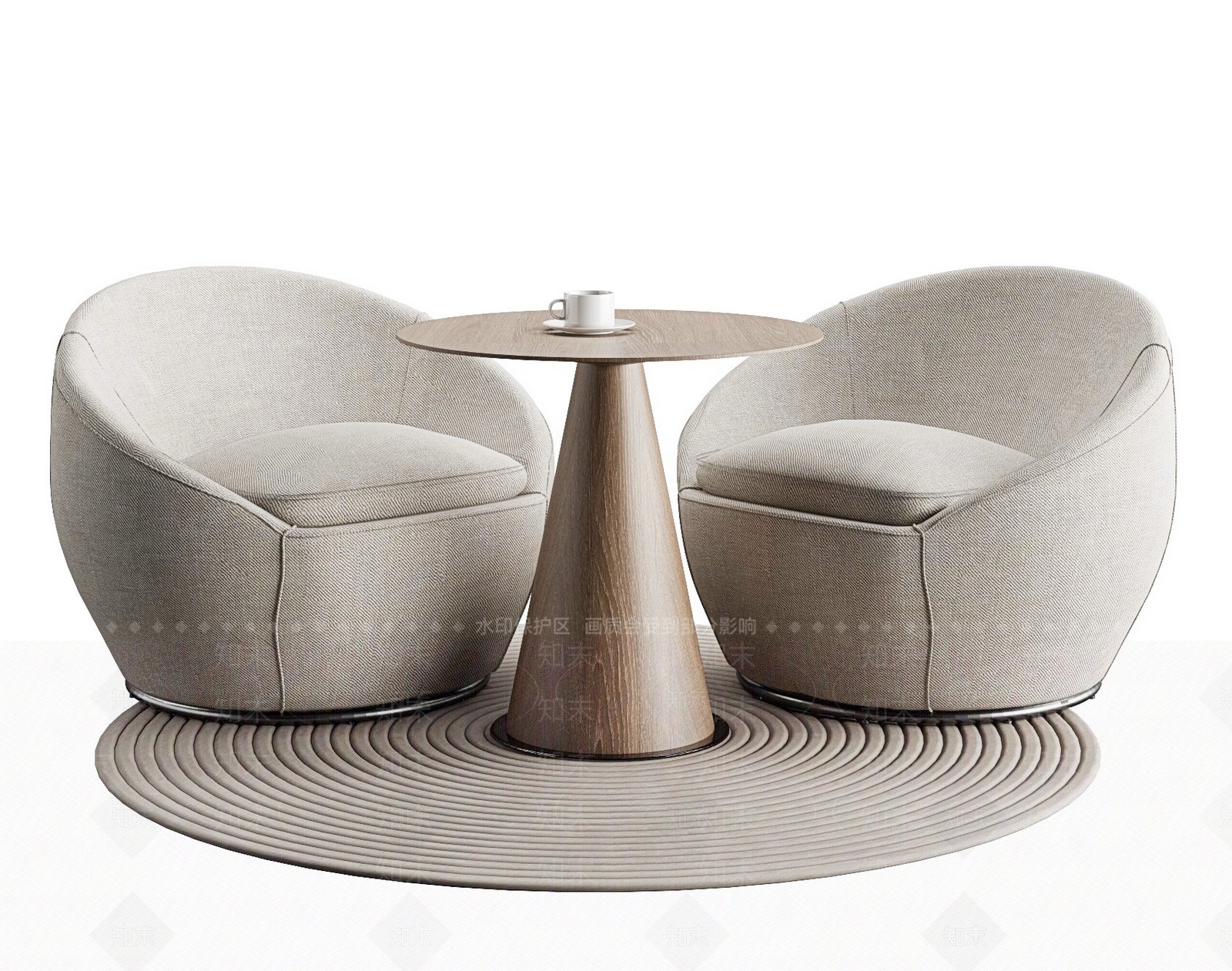 poltrona现代洽谈桌椅组合3D模型下载【ID:1158010399】