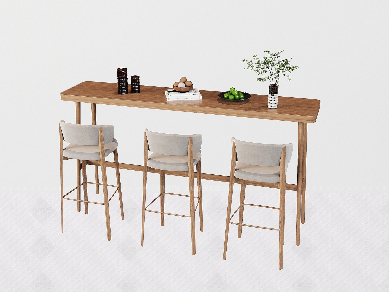 现代吧台吧椅组合3D模型下载【ID:1158010080】