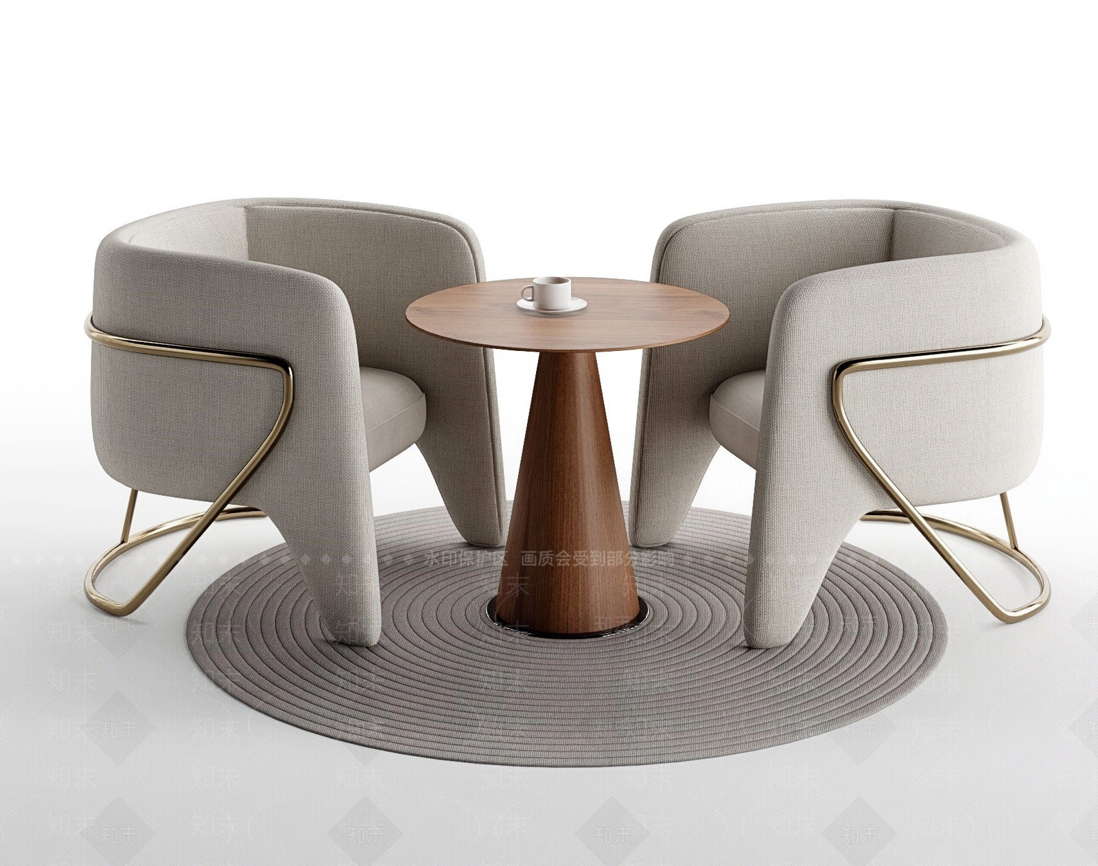 poltrona现代洽谈桌椅组合3D模型下载【ID:1158010437】