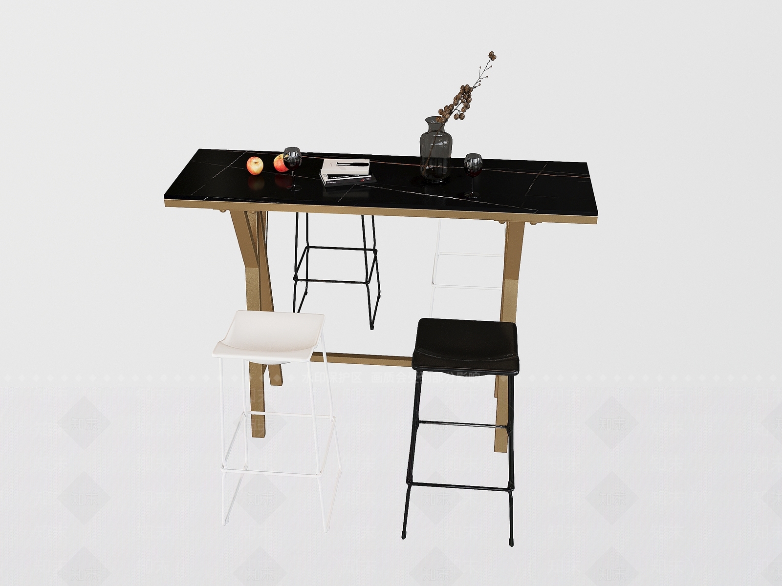 现代吧台吧椅组合3D模型下载【ID:1158011050】