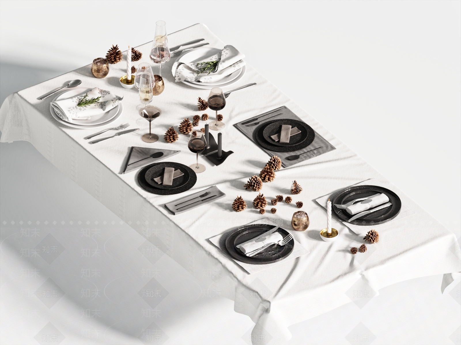 餐具餐盘组合SU模型下载【ID:1158011169】