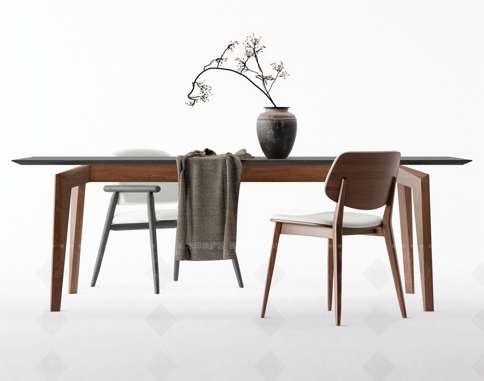 新中式餐桌椅组合3D模型下载【ID:1158011275】