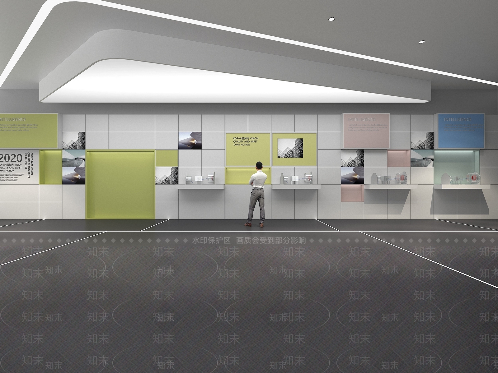 现代展示墙3D模型渲染效果图