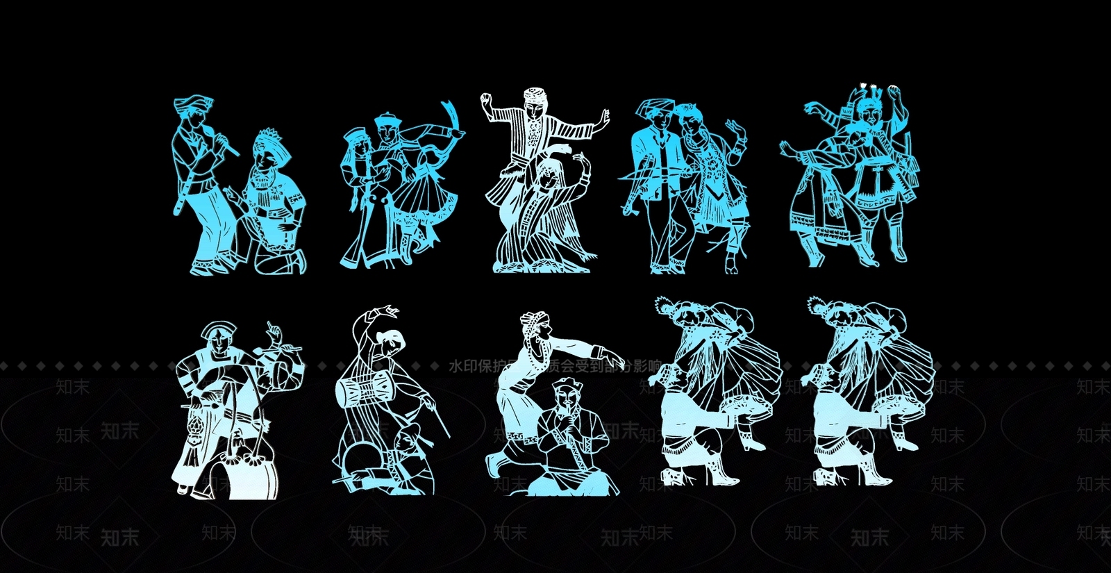 2D新中式民族人物剪纸SU模型下载【ID:1158012325】