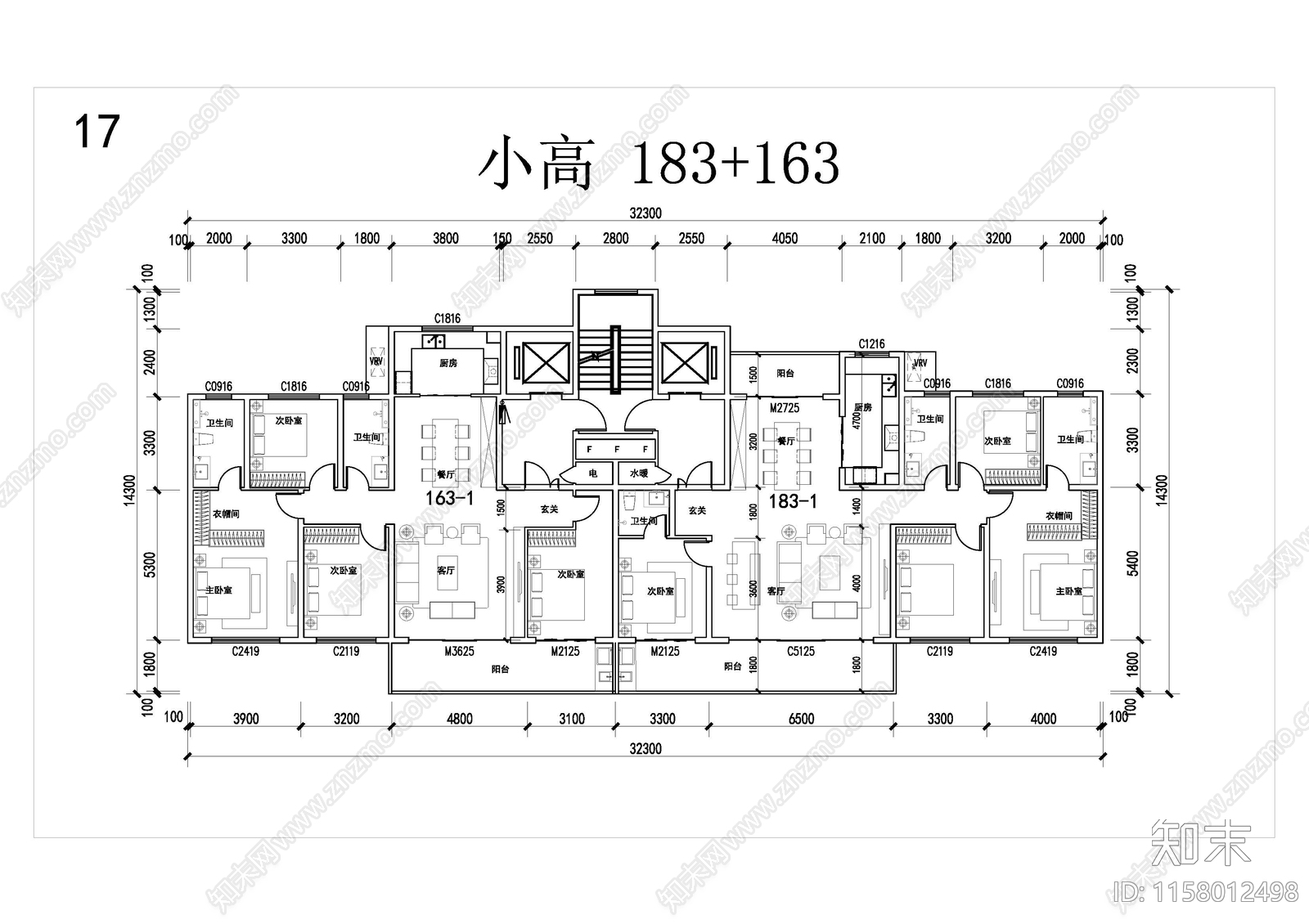 天华大平层精品户型库cad施工图下载【ID:1158012498】