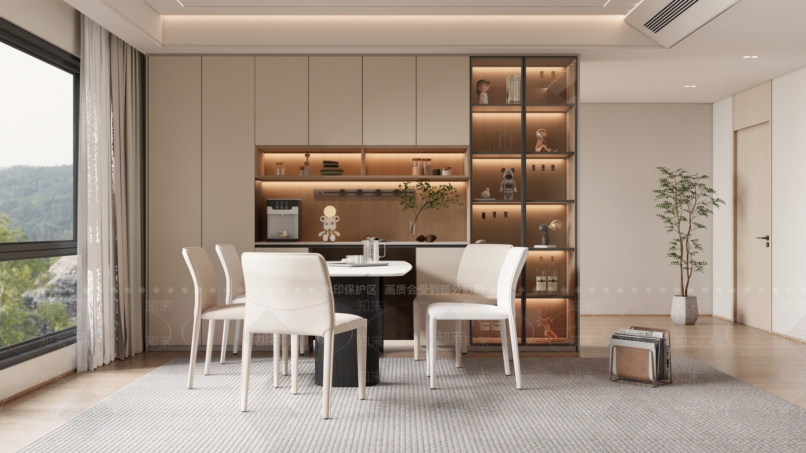 现代奶油风家居酒柜3D模型下载【ID:1158012592】