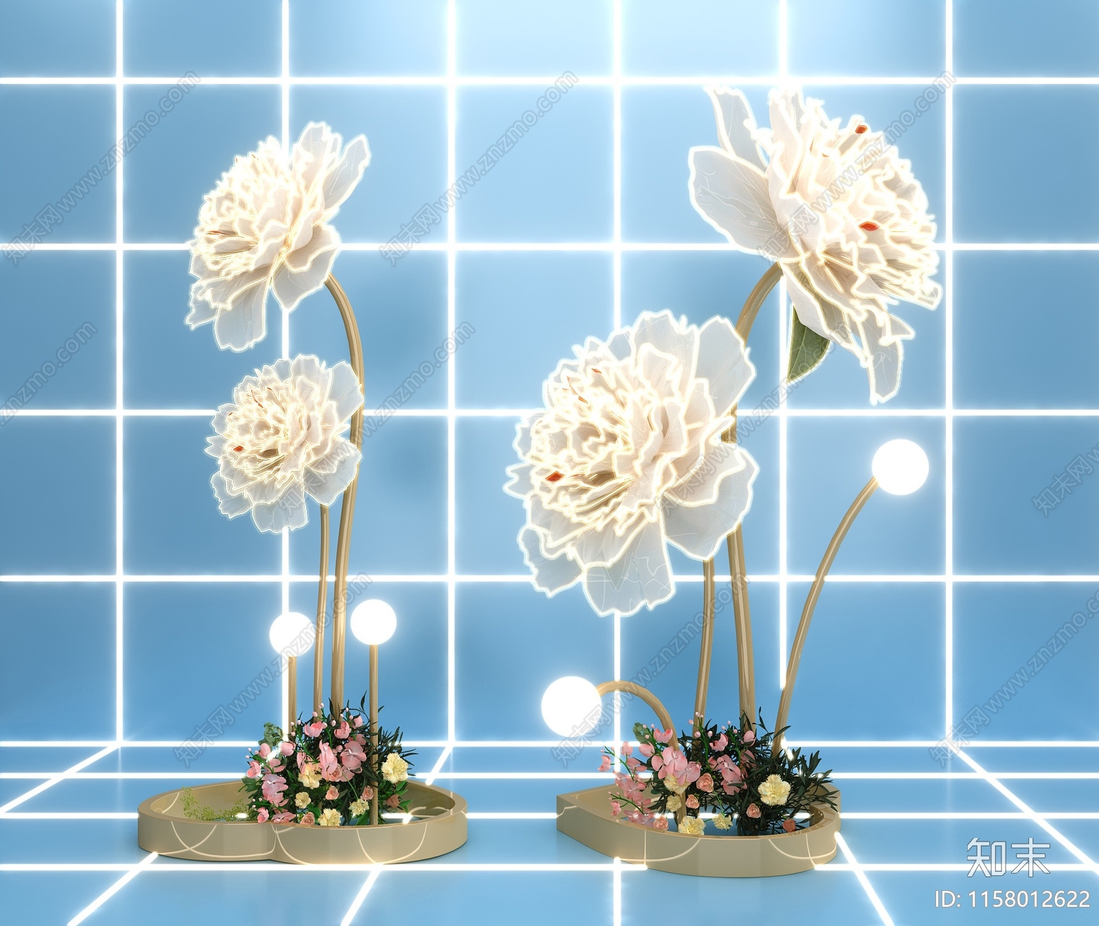 现代花卉花艺美陈3D模型下载【ID:1158012622】