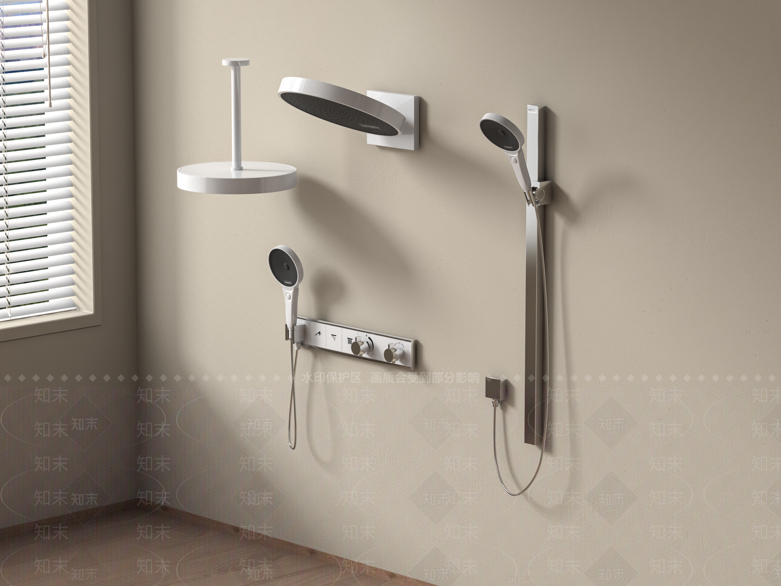 现代淋浴花洒3D模型下载【ID:1158015442】