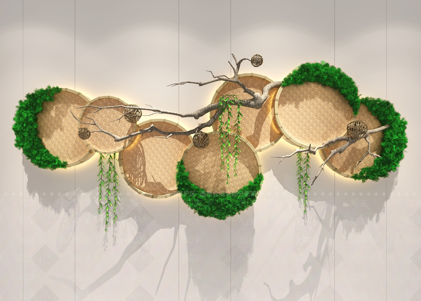 新中式墙面挂件3D模型下载【ID:1158017379】