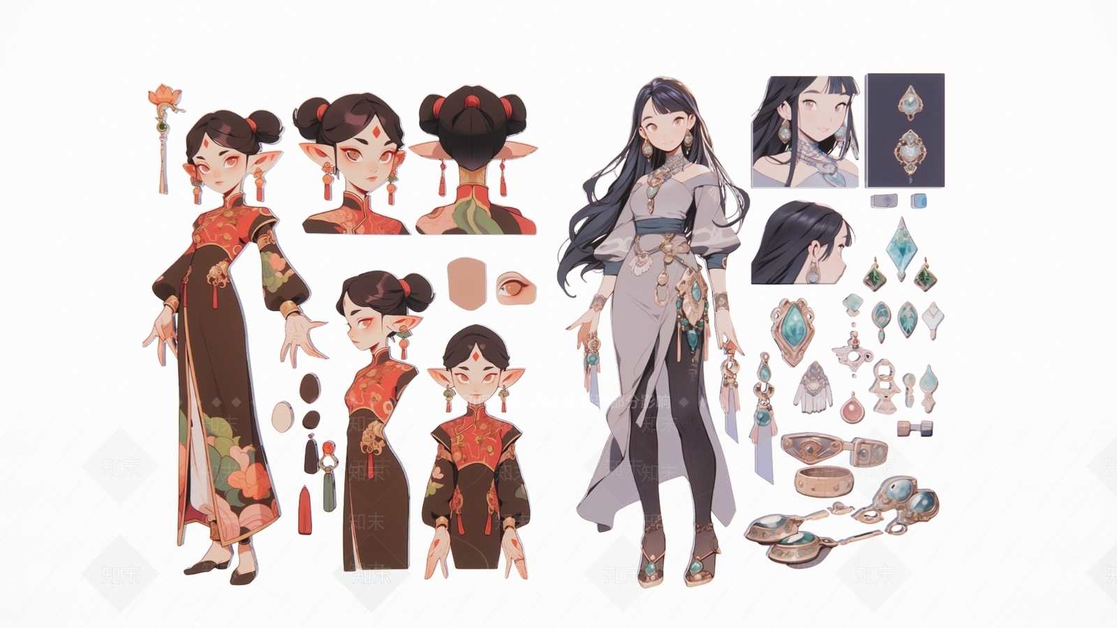 2D现代潮流少女人饰品剪影SU模型下载【ID:1158018153】