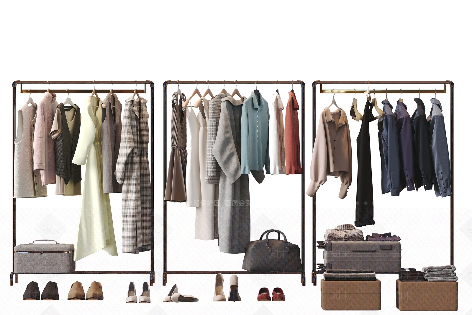 现代模特服饰3D模型下载【ID:1158020474】