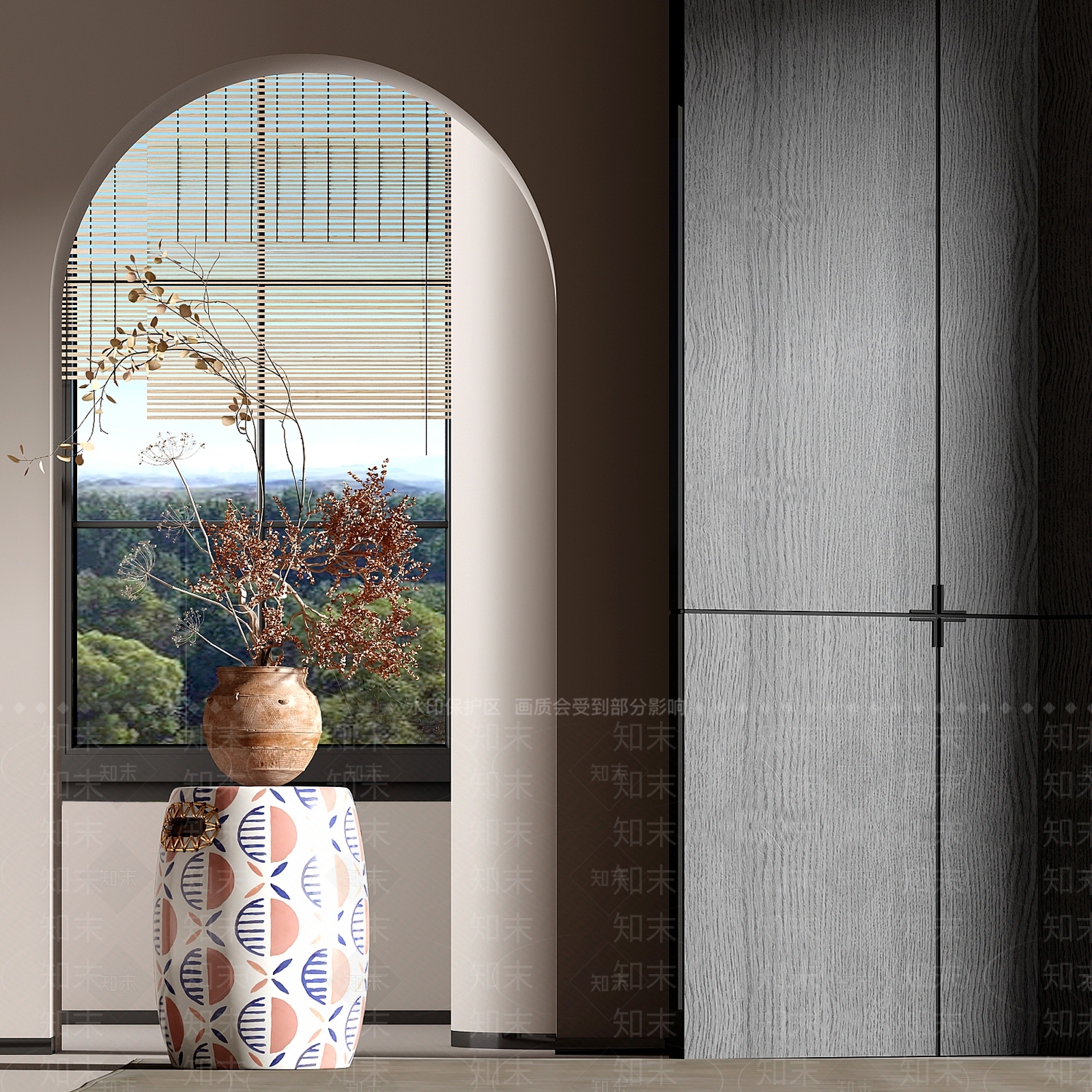 现代陶罐花瓶花艺SU模型下载【ID:1158021561】