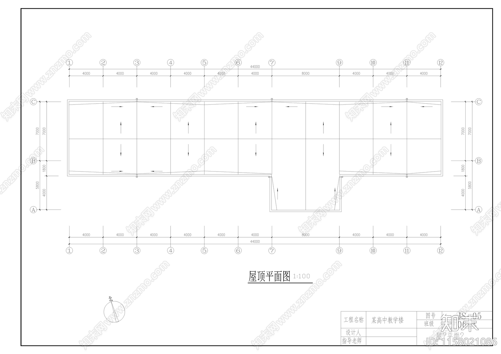 某高中教学楼设计图cad施工图下载【ID:1158021086】