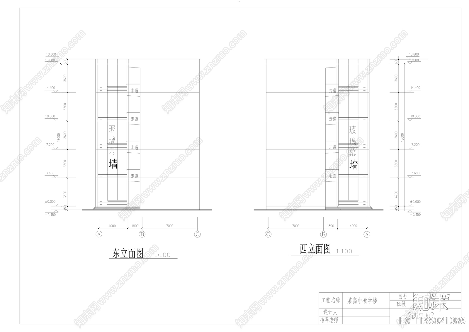 某高中教学楼设计图cad施工图下载【ID:1158021086】