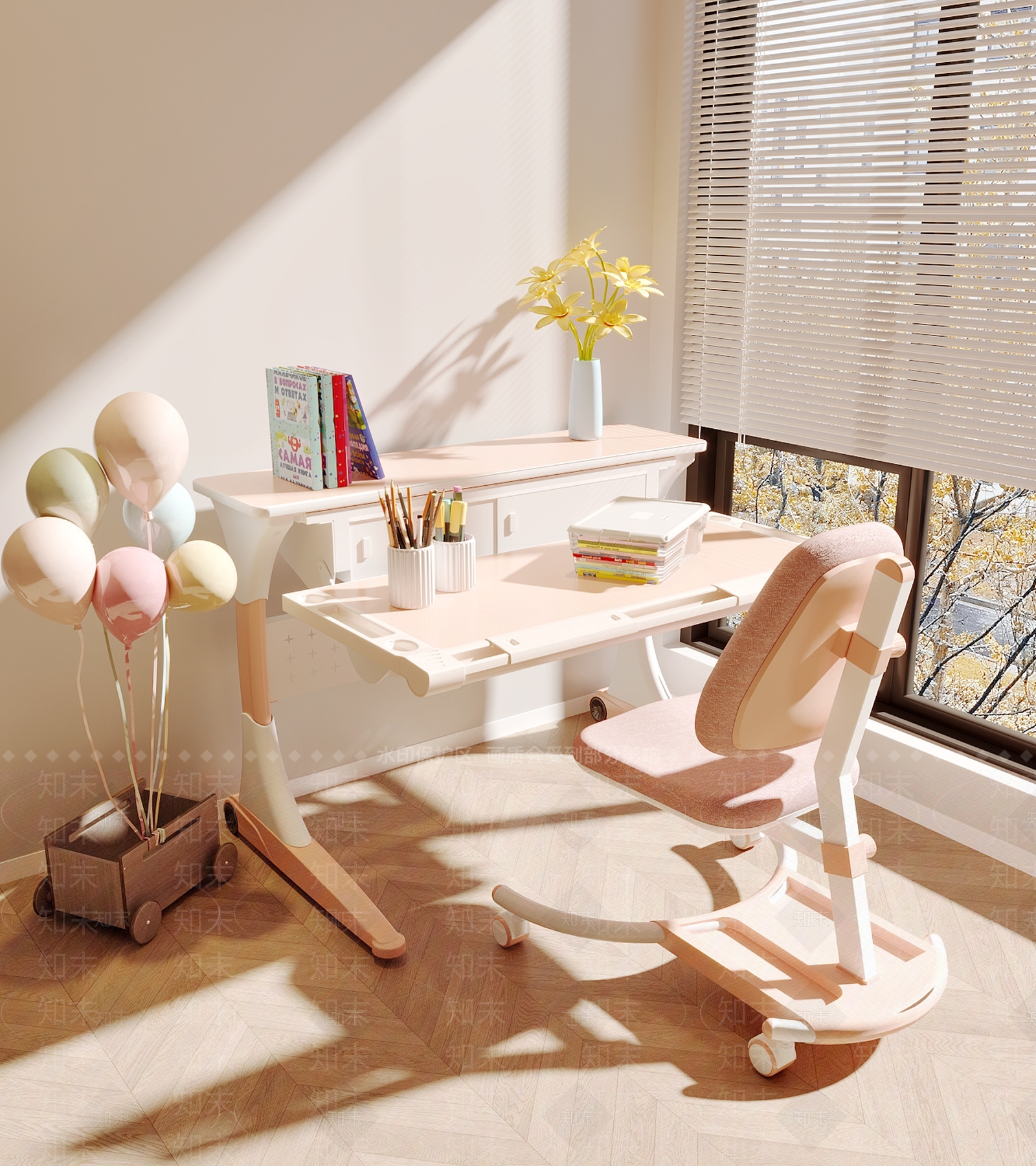 现代儿童书桌3D模型下载【ID:1158021479】