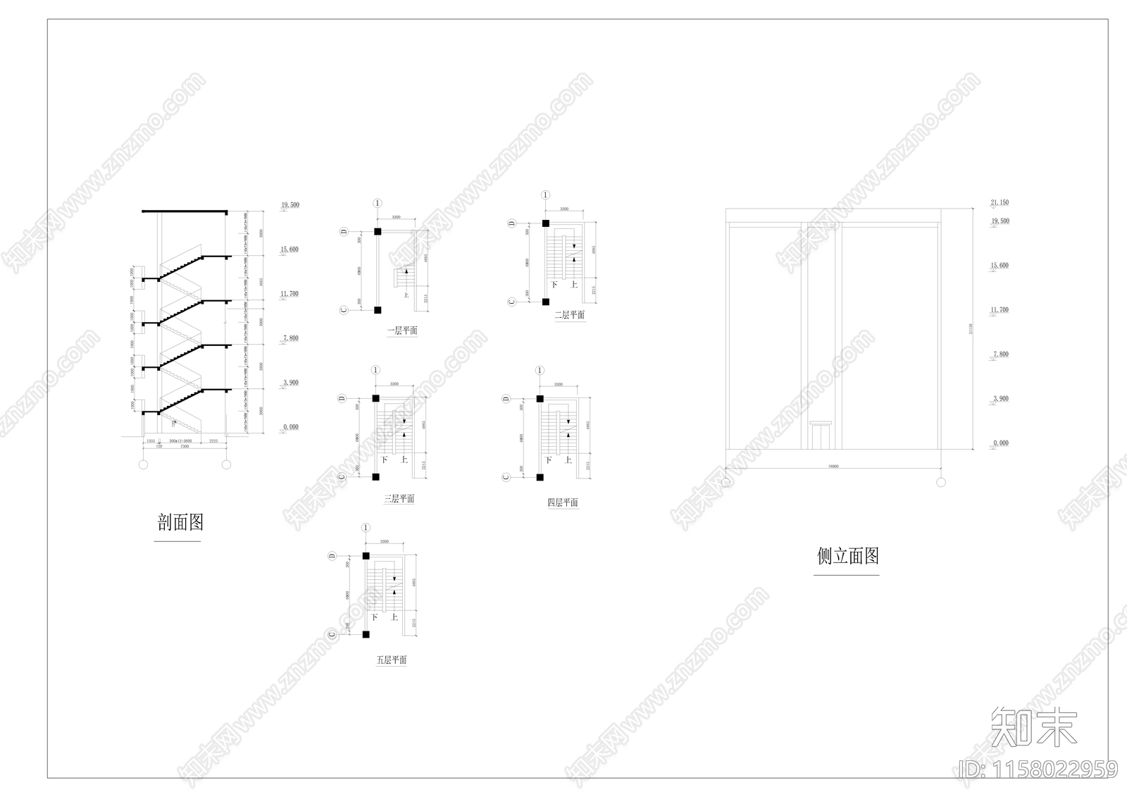 实验楼教学楼毕业设计图cad施工图下载【ID:1158022959】