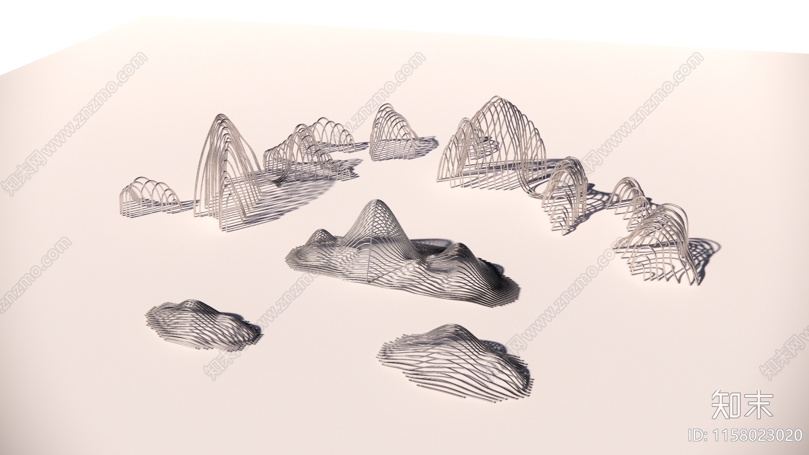 现代山体意形雕塑SU模型下载【ID:1158023020】