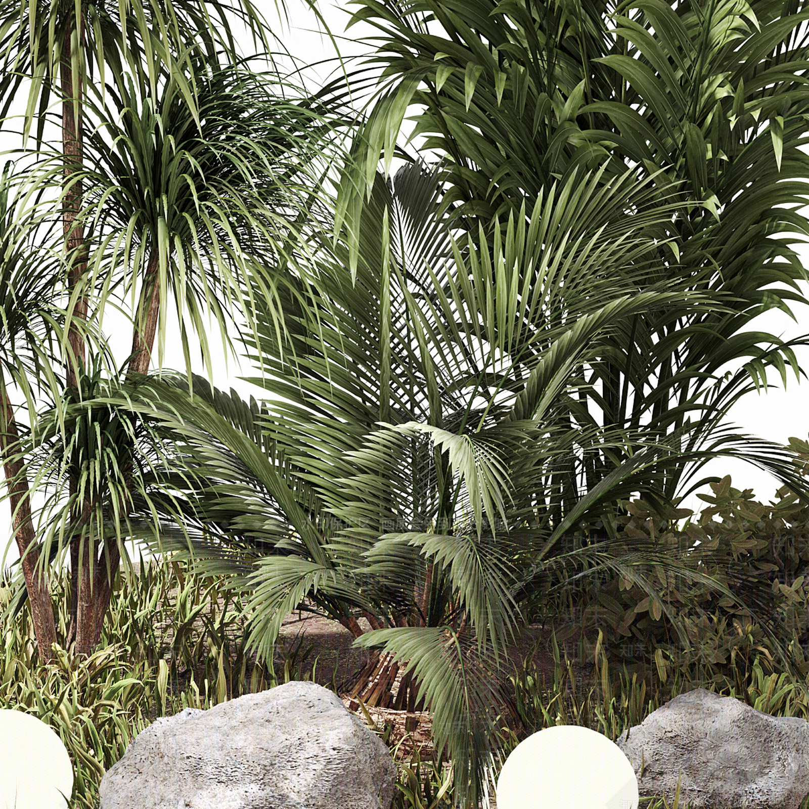 植物堆3D模型渲染效果图