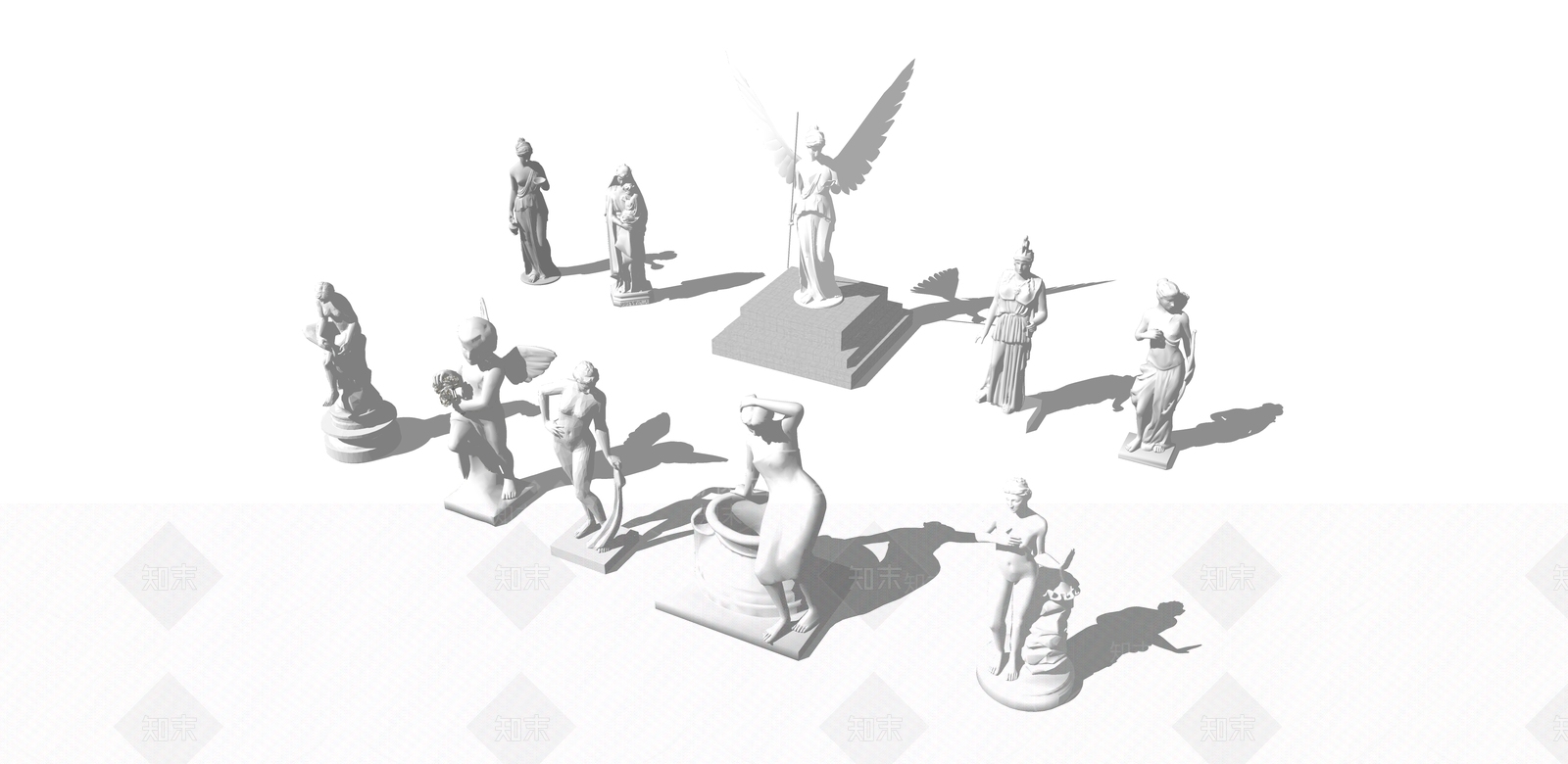 欧式人物雕塑SU模型下载【ID:1158025686】