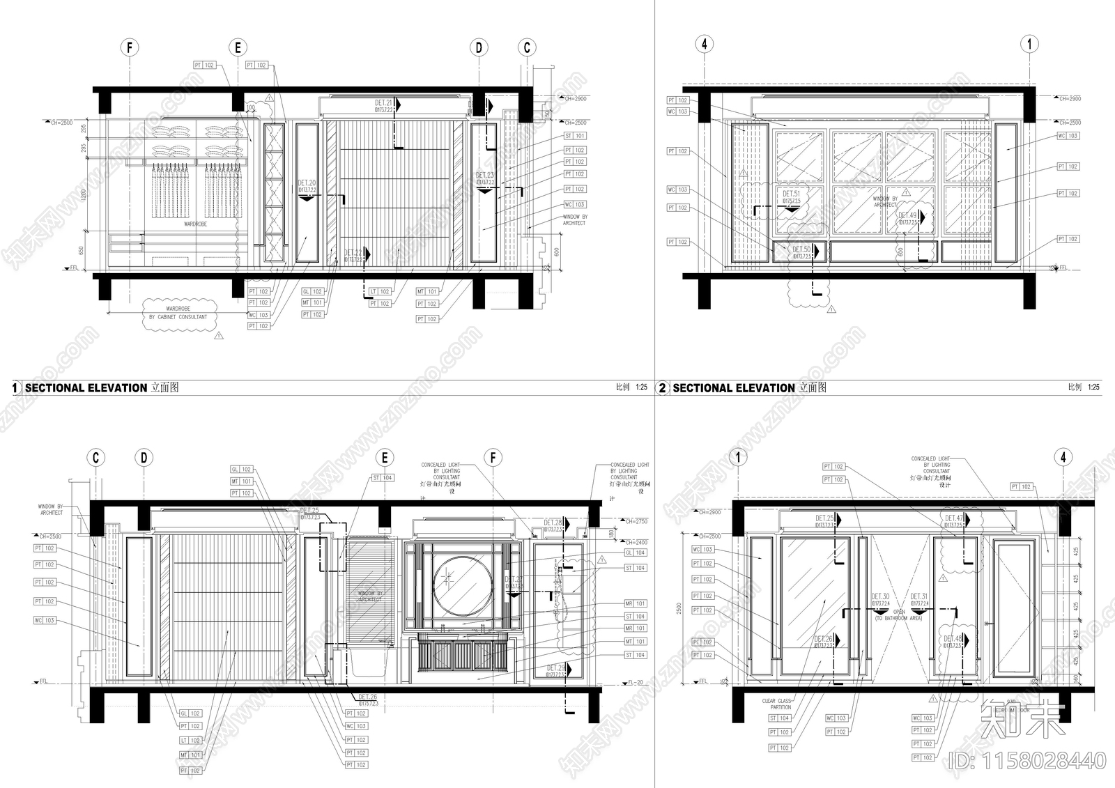 现代别墅地产样板cad施工图下载【ID:1158028440】