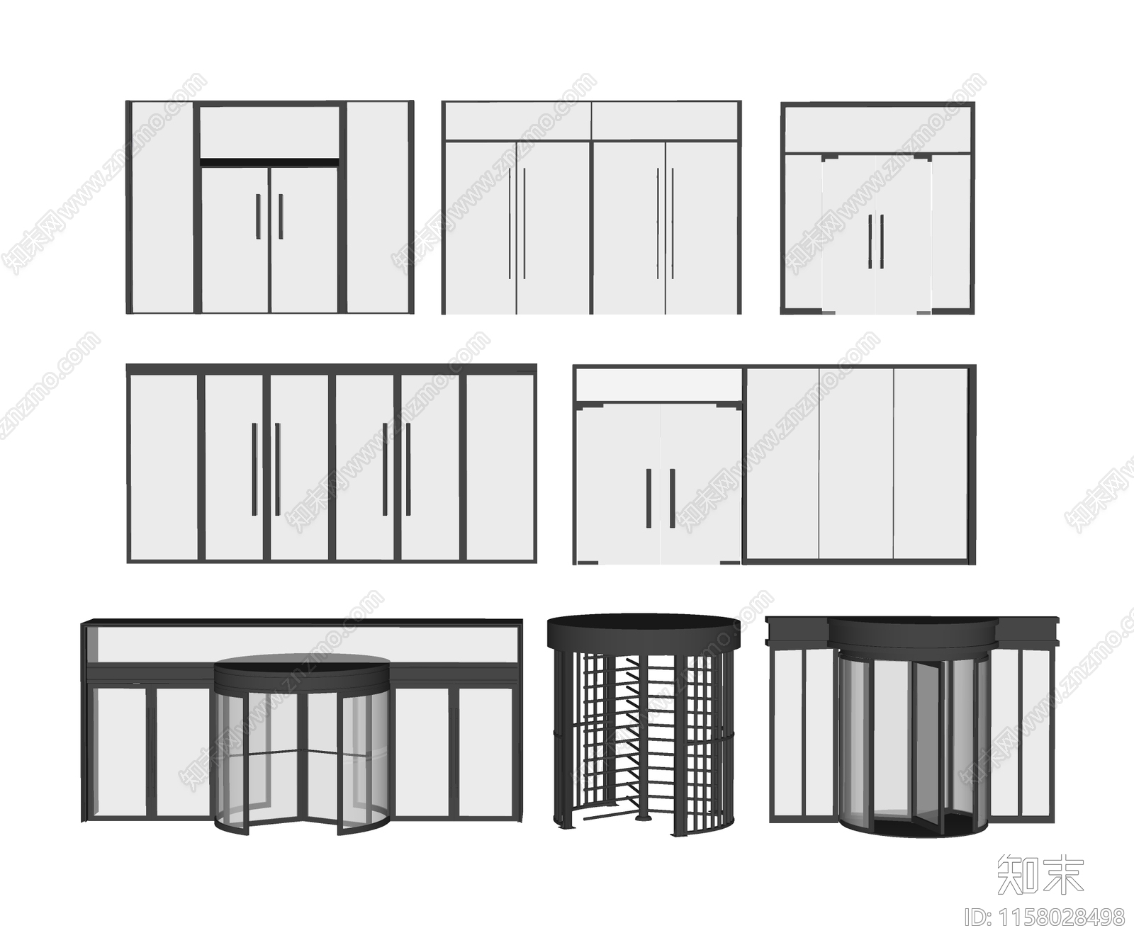 现代旋转门SU模型下载【ID:1158028498】