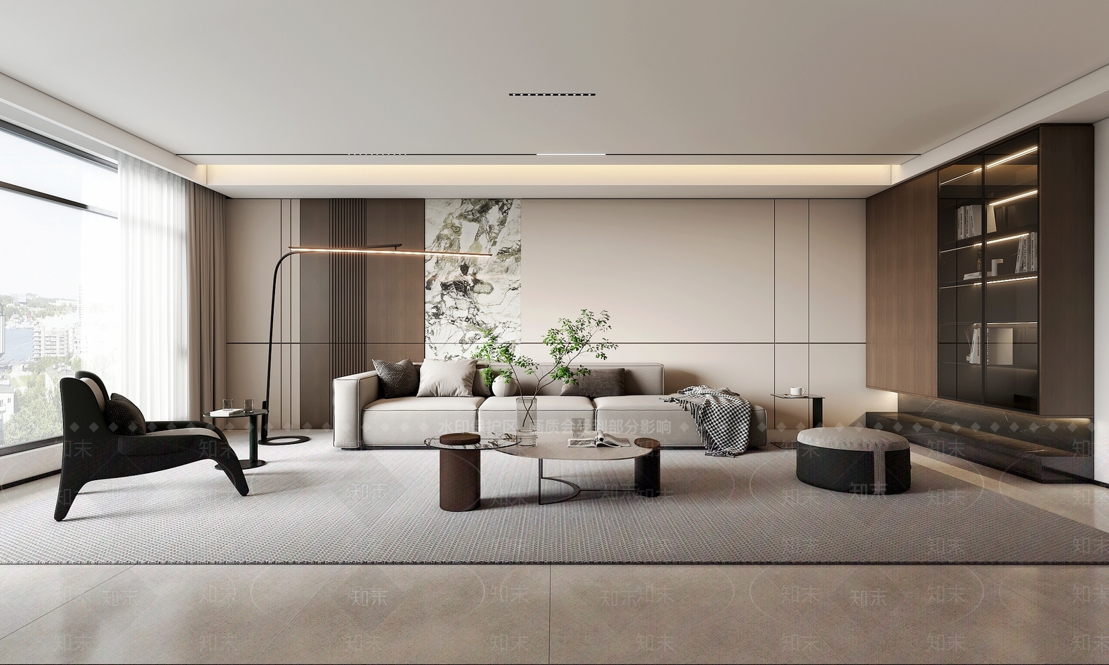 现代家居客厅沙发背景3D模型下载【ID:1158028569】