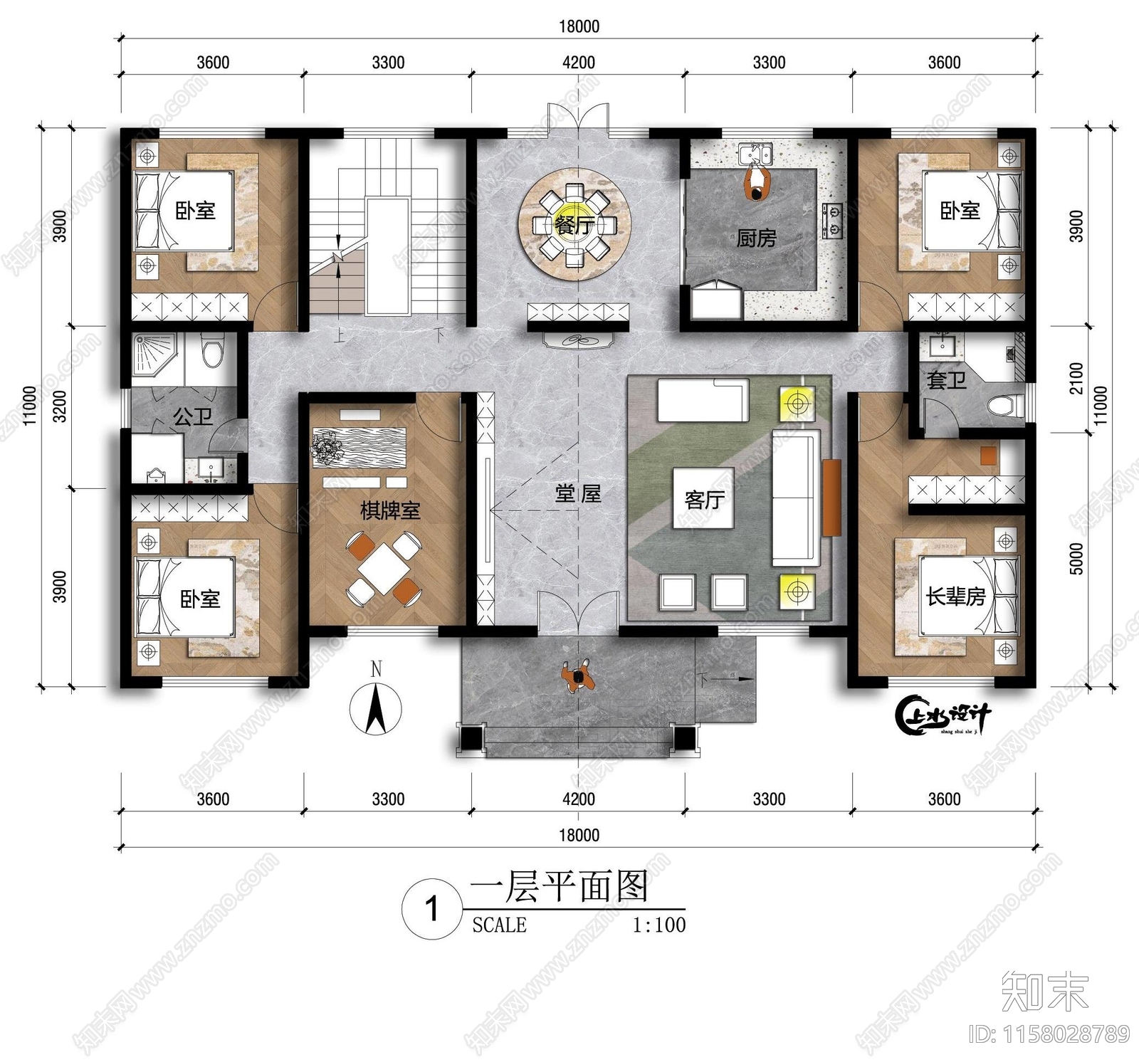 面宽18米进深11米二层自建房施工图下载【ID:1158028789】