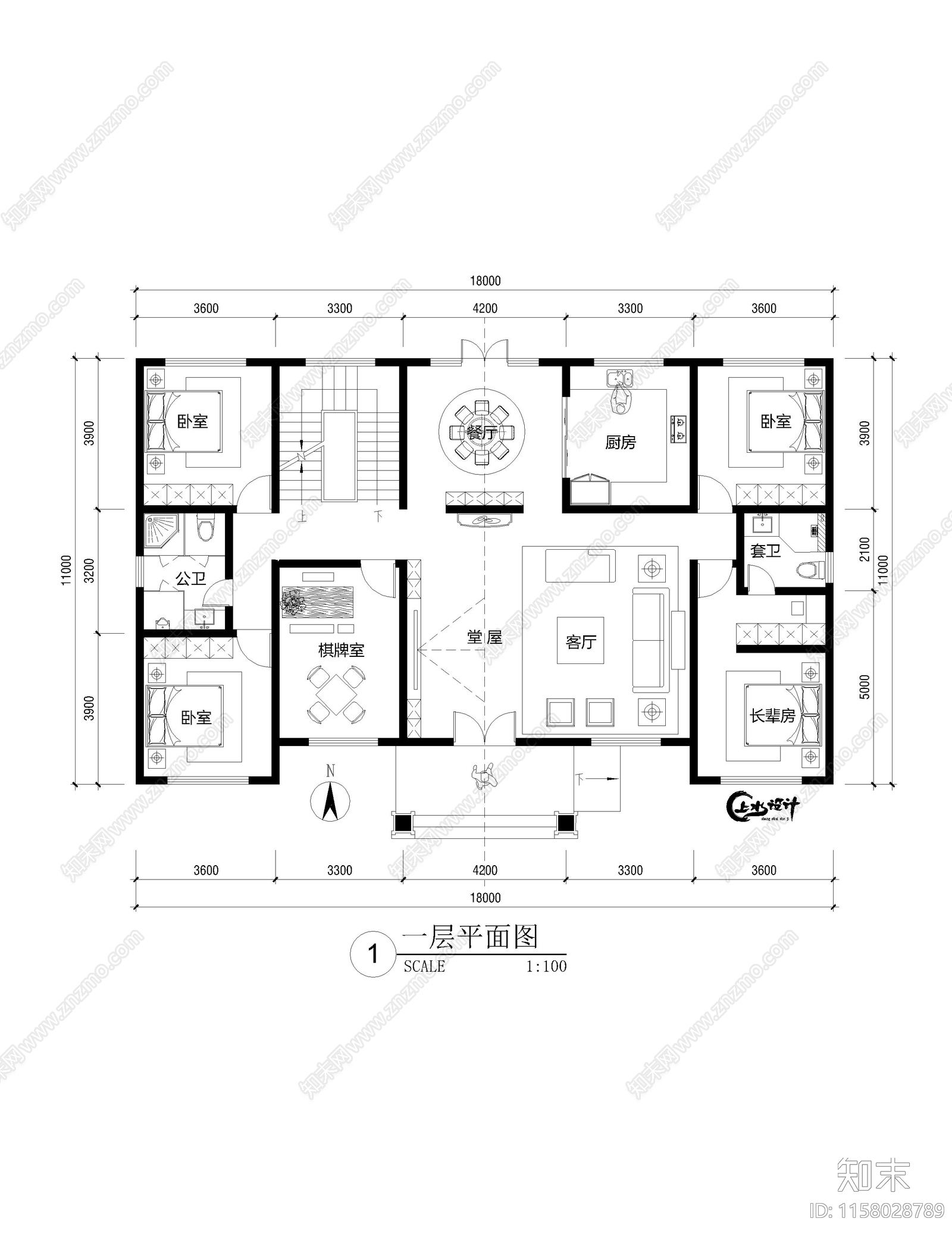 面宽18米进深11米二层自建房施工图下载【ID:1158028789】