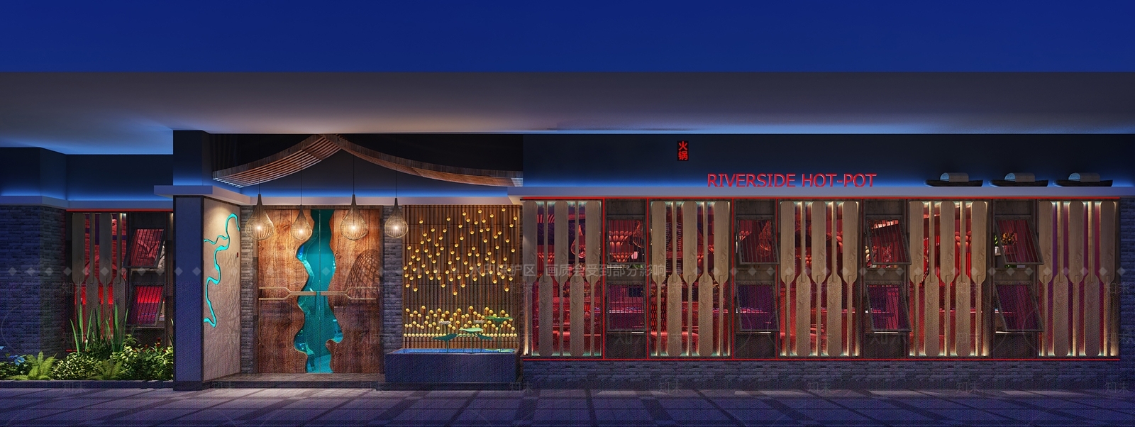 新中式火锅店门头3D模型下载【ID:1158030763】