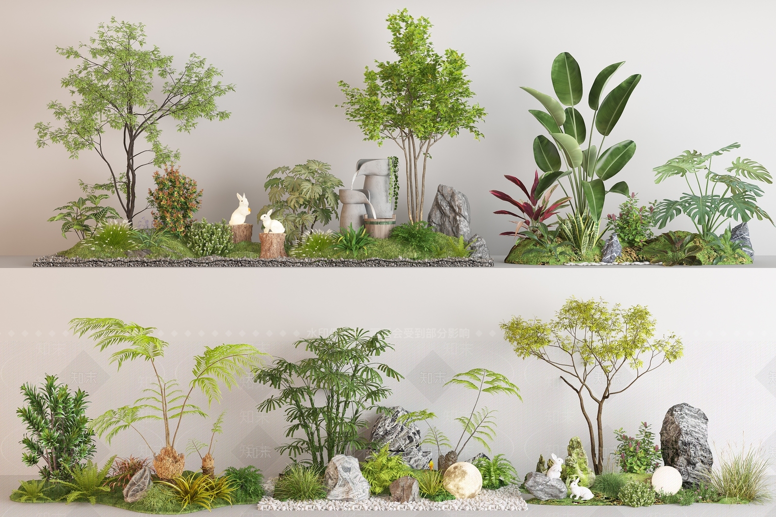 现代庭院景观小品3D模型下载【ID:1158034675】
