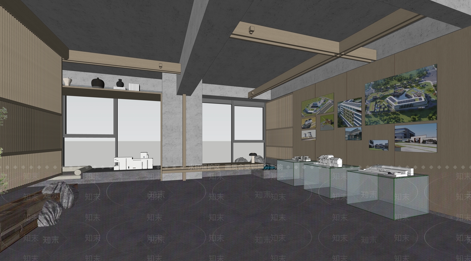 现代办公展示空间SU模型下载【ID:1158221787】