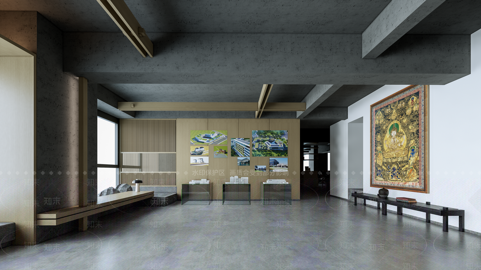 现代办公展示空间SU模型下载【ID:1158221787】