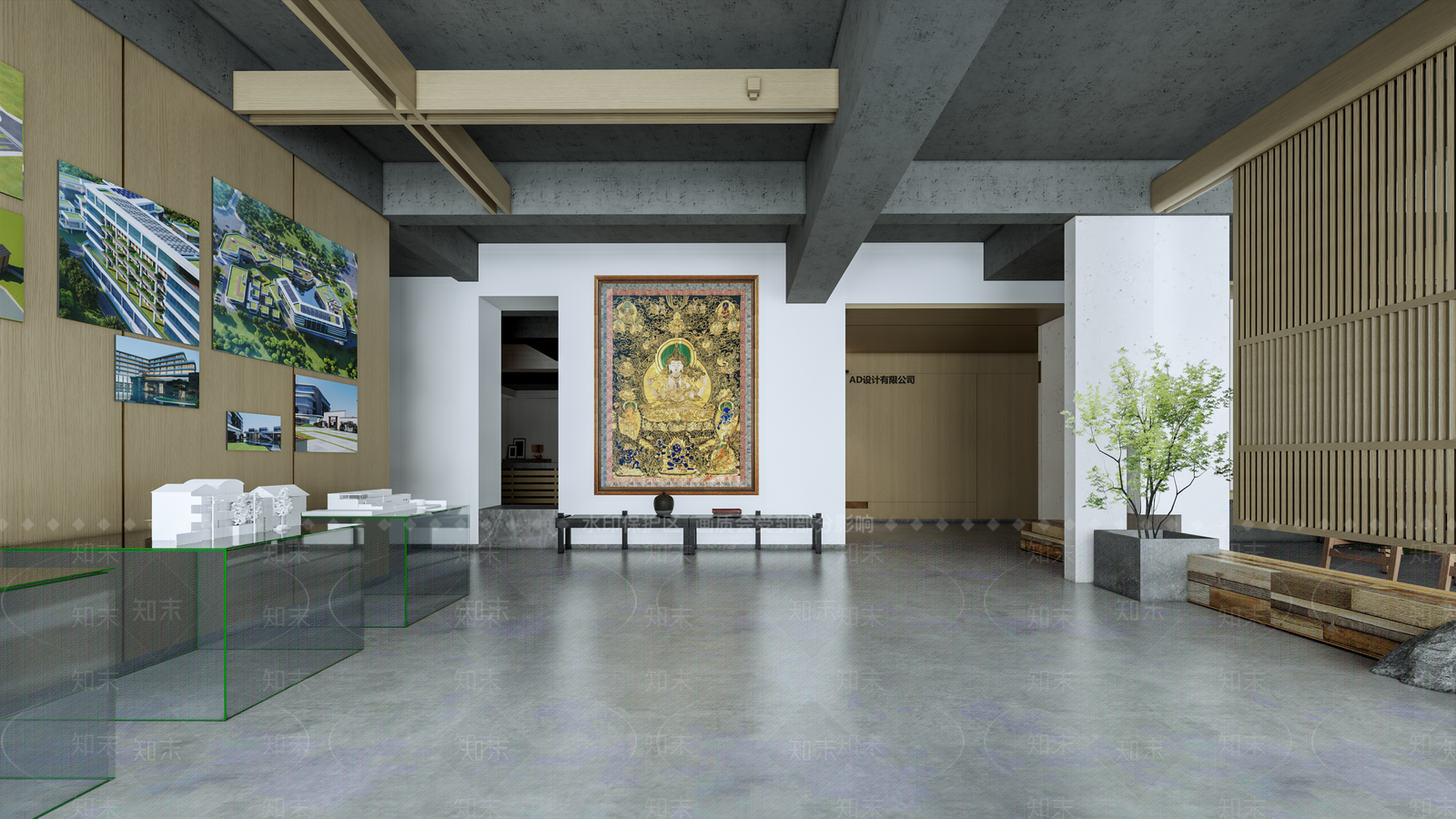 现代办公展示空间SU模型下载【ID:1158221787】
