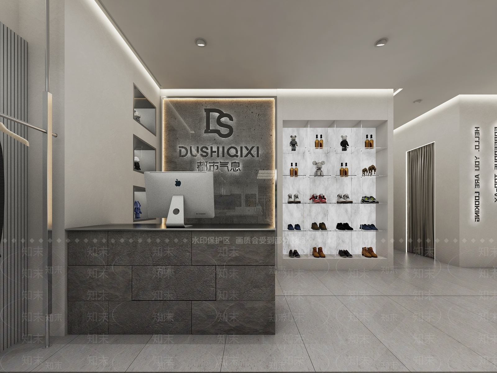 现代日系都市风快时尚精品连锁男装店3D模型下载【ID:1158038074】