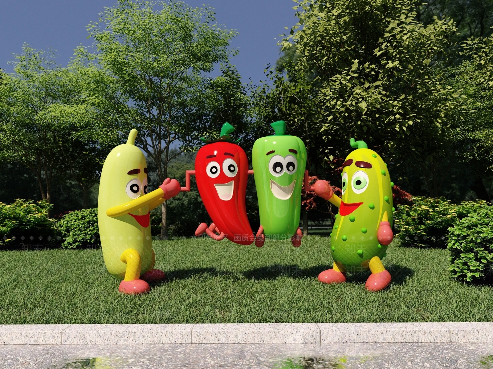 城市公园蔬菜雕塑小品3D模型下载【ID:1158038110】