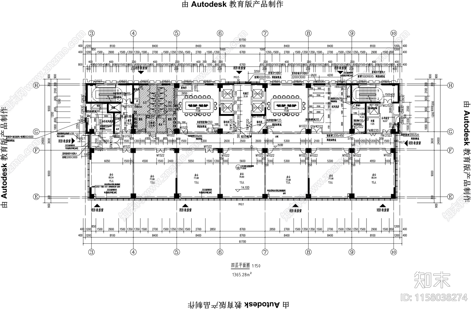 十七层企业服务中心建筑cad施工图下载【ID:1158038274】