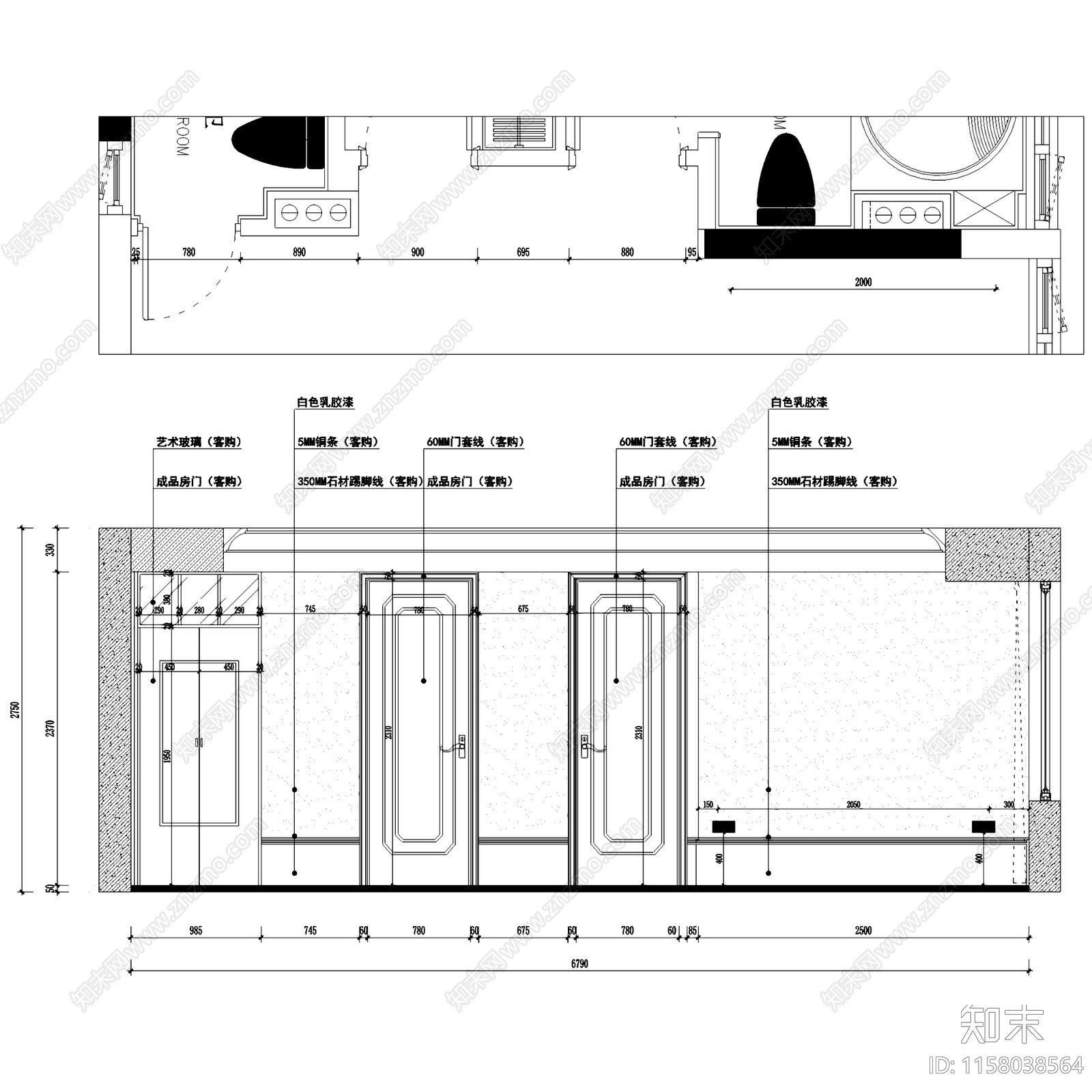 北欧简约融信学院府室内家装cad施工图下载【ID:1158038564】