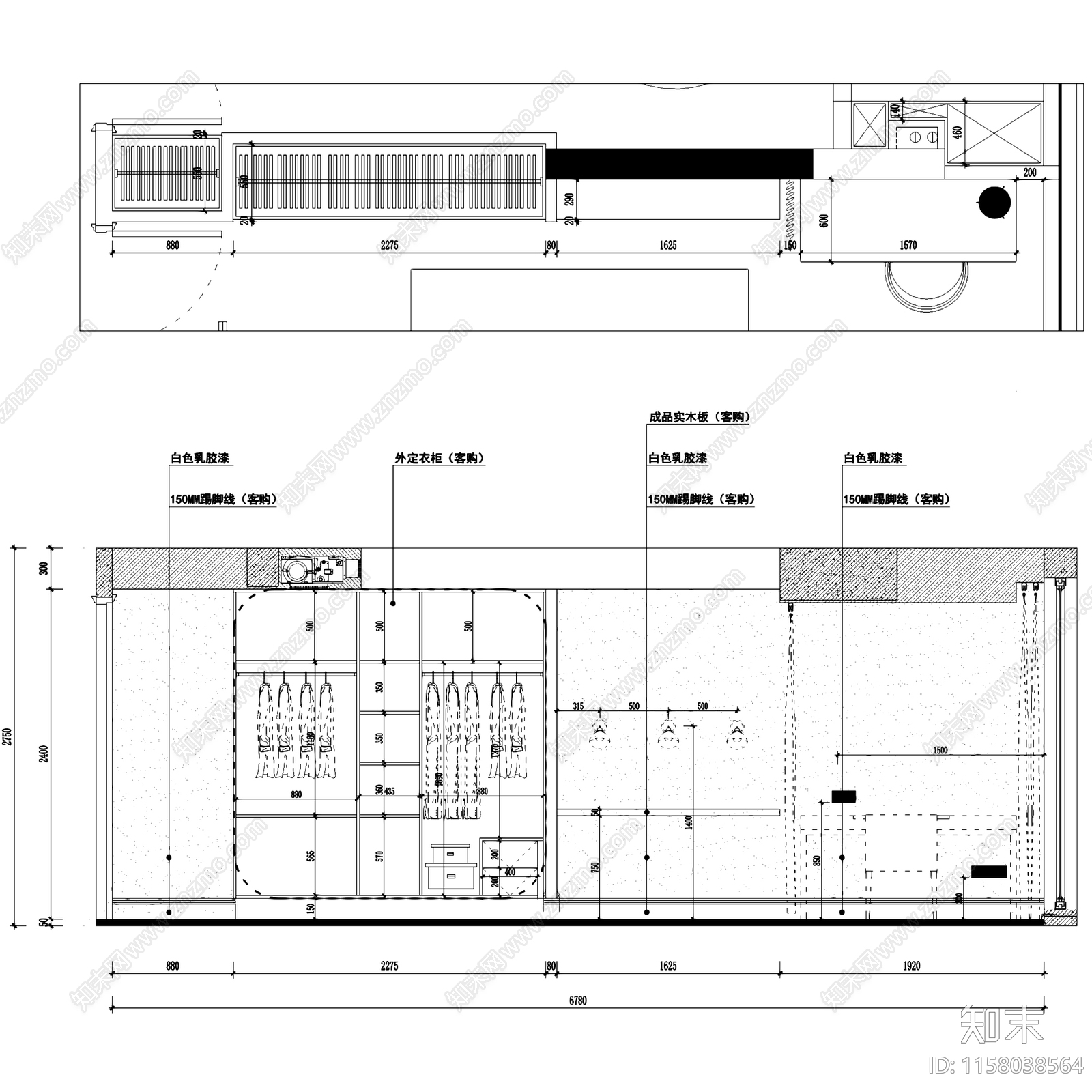 北欧简约融信学院府室内家装cad施工图下载【ID:1158038564】