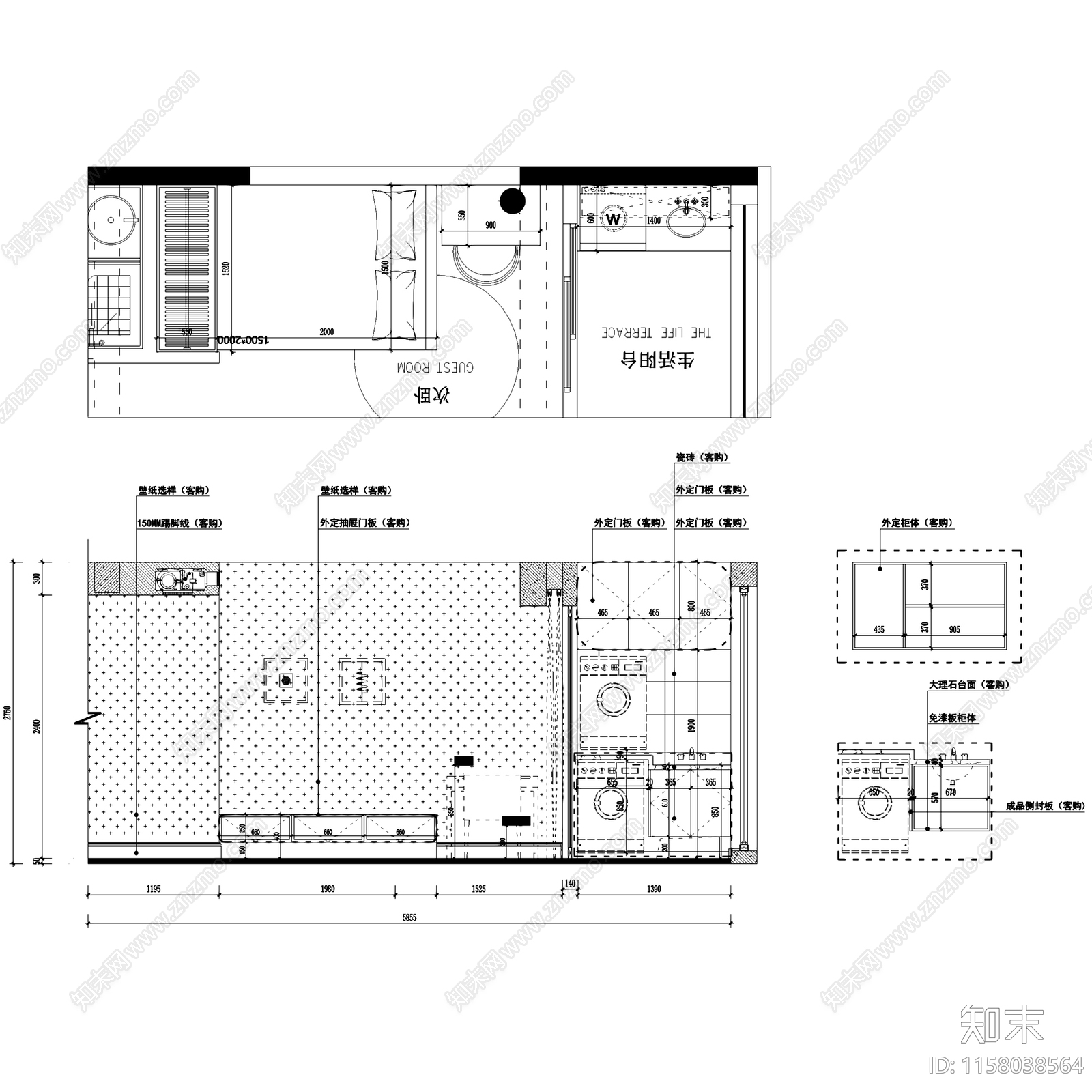 北欧简约融信学院府室内家装cad施工图下载【ID:1158038564】