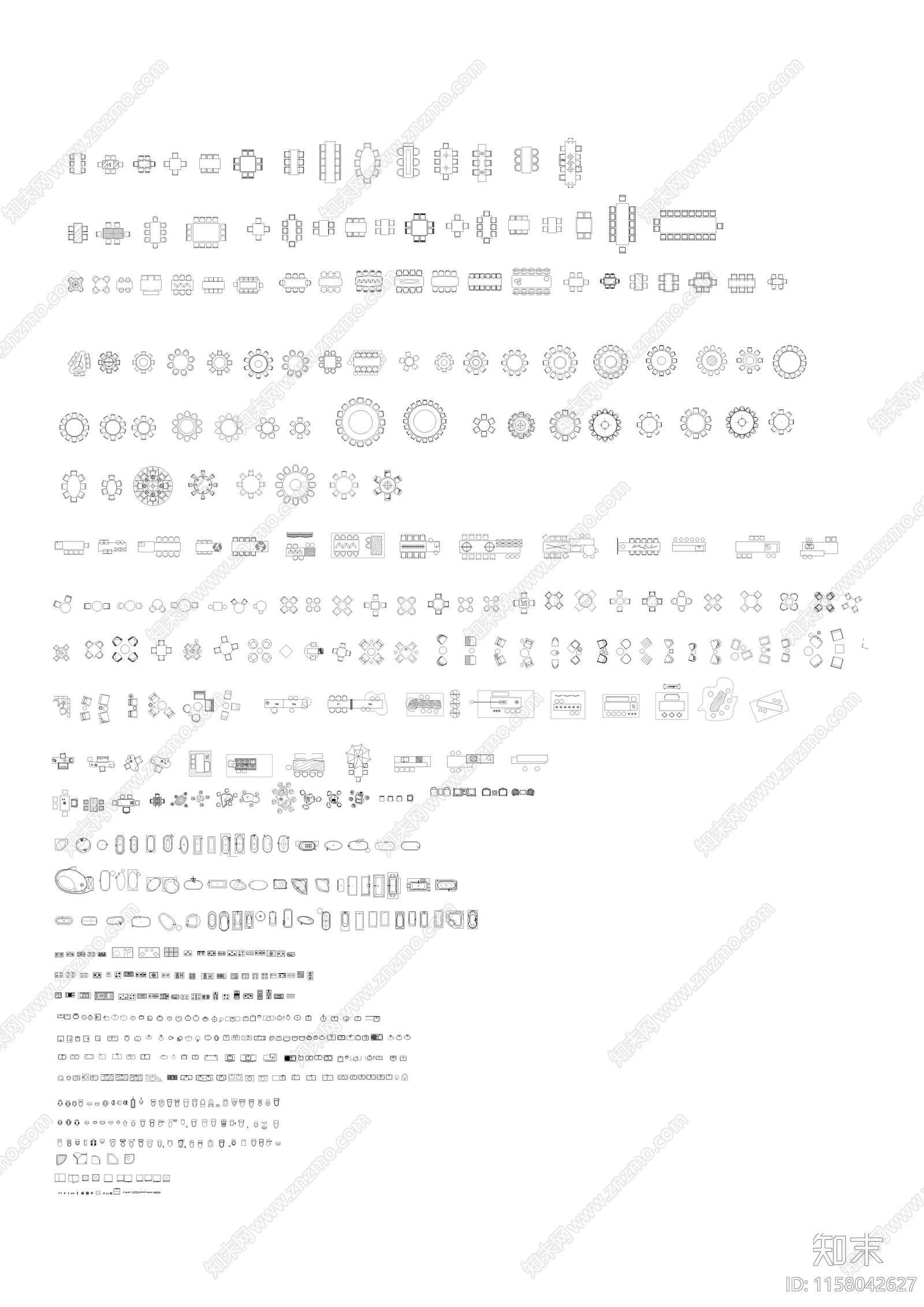 桌椅厨卫素材图库施工图下载【ID:1158042627】