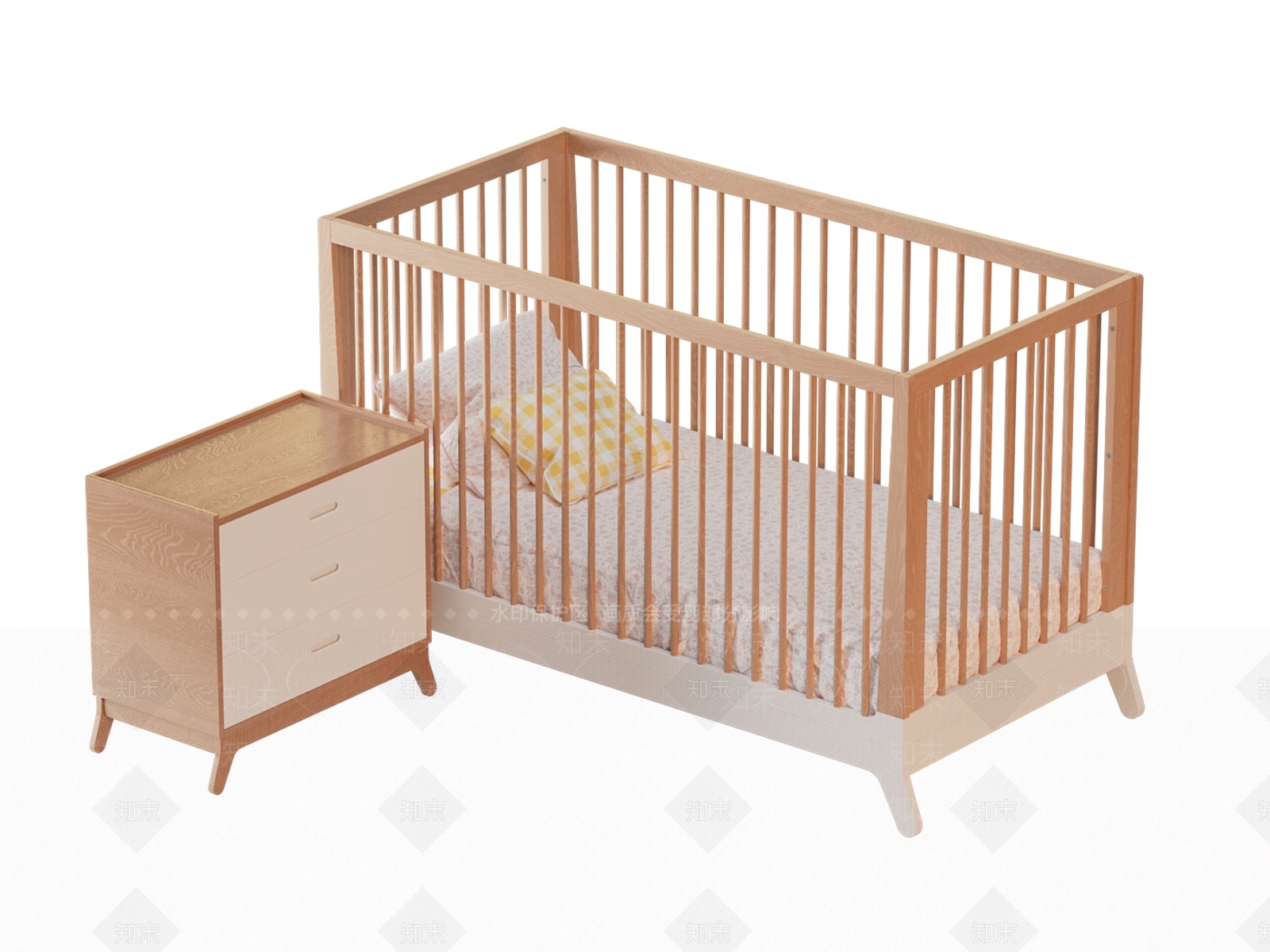 现代婴儿床3D模型下载【ID:1158043345】