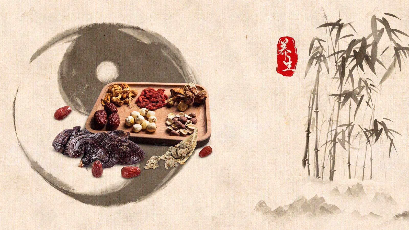 中国风水墨养生背景贴图下载【ID:1158043992】