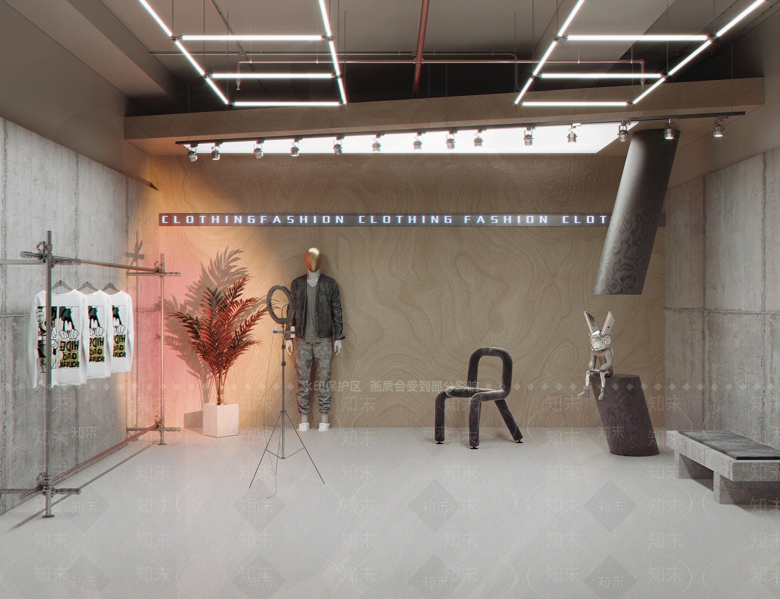 工业风服装贷货直播间3D模型下载【ID:1158045550】