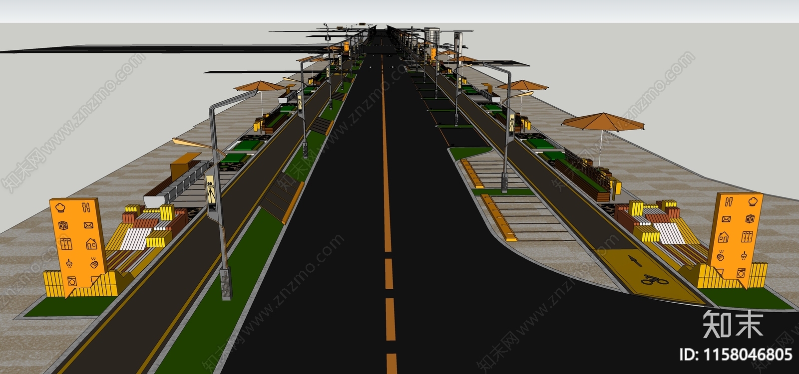 现代特色道路景观设计SU模型下载【ID:1158046805】