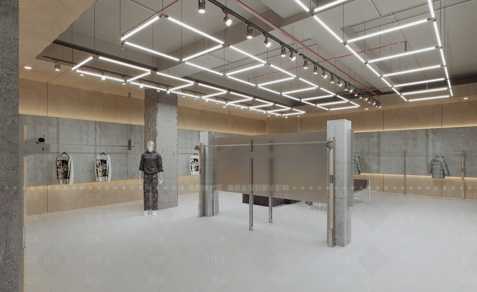 工业风男装服装店3D模型下载【ID:1158047806】