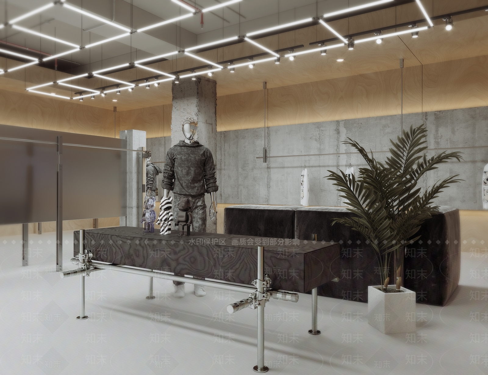 工业风男装服装店3D模型下载【ID:1158047806】